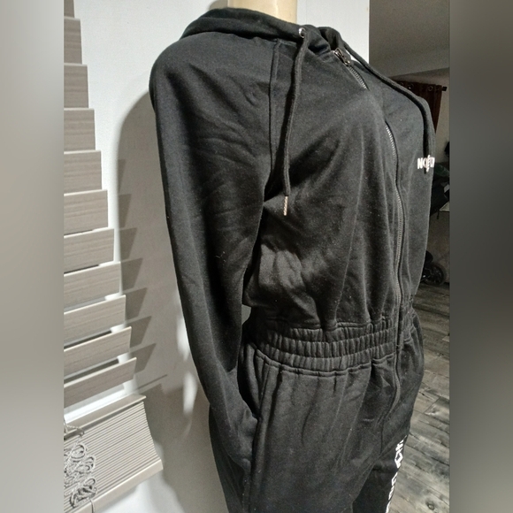 Fashion Nova Black Track Suit with White Accents - Picture 2 of 7